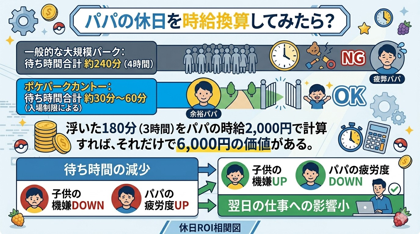 待ち時間の差による「親の休日ROI」相関図