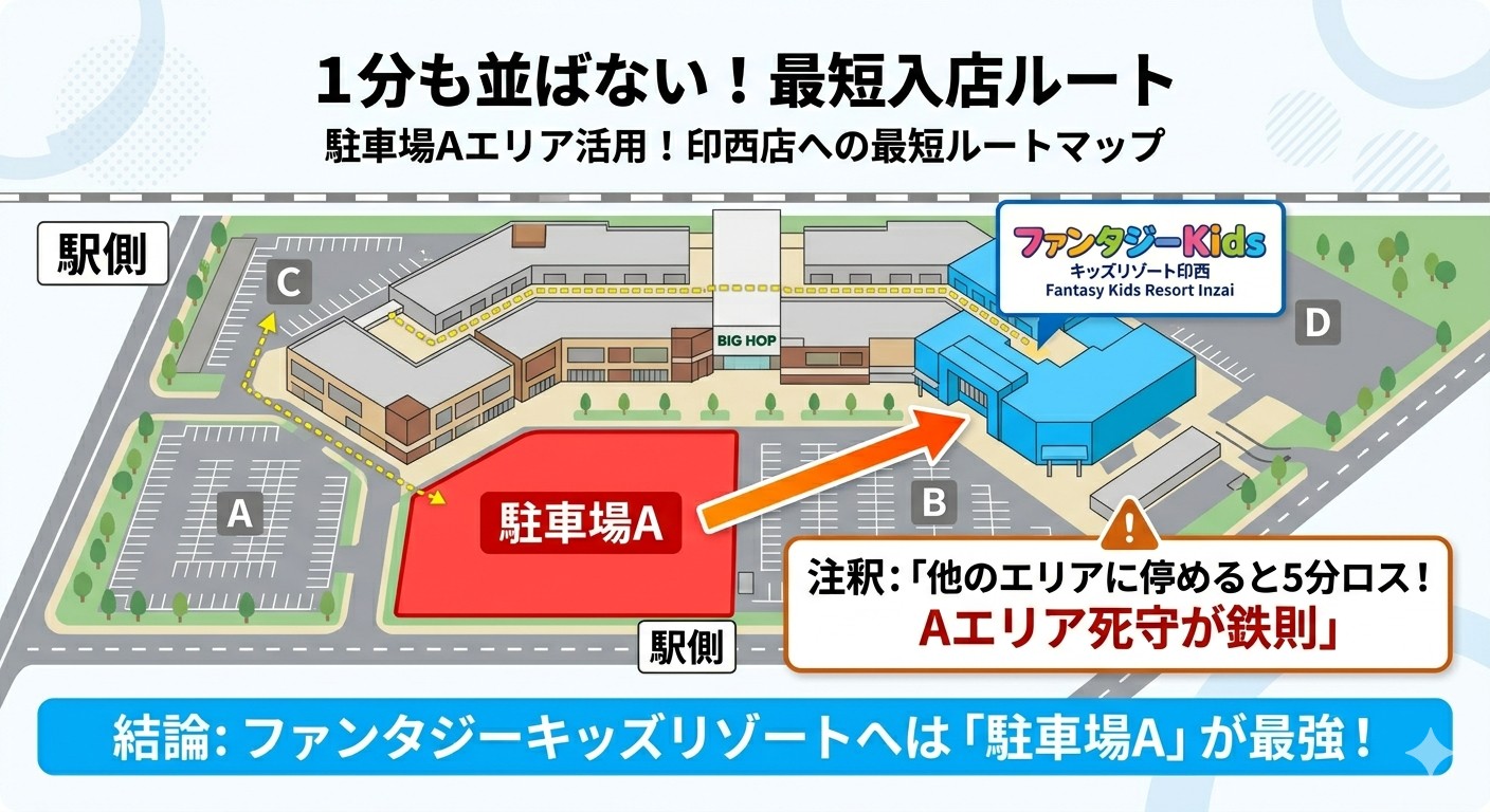 駐車場Aエリア活用！印西店への最短ルートマップ